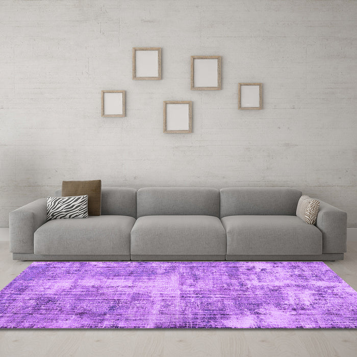 Machine Washable Persian Purple Traditional Area Rugs in a Living Room, wshtr3547pur