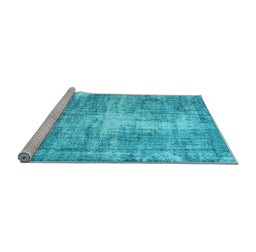 Sideview of Machine Washable Persian Light Blue Traditional Rug, wshtr3547lblu
