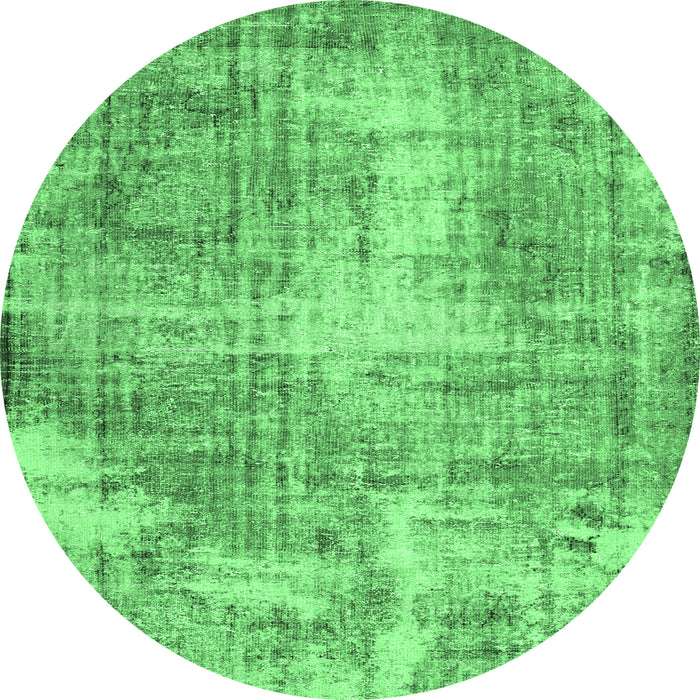 Round Machine Washable Persian Emerald Green Traditional Area Rugs, wshtr3547emgrn