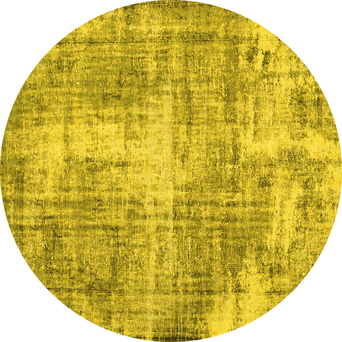 Round Machine Washable Persian Yellow Traditional Rug, wshtr3547yw