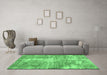 Machine Washable Persian Emerald Green Traditional Area Rugs in a Living Room,, wshtr3547emgrn