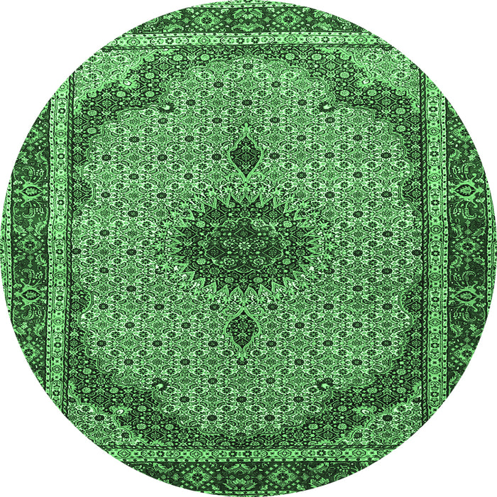 Round Persian Emerald Green Traditional Rug, tr3548emgrn