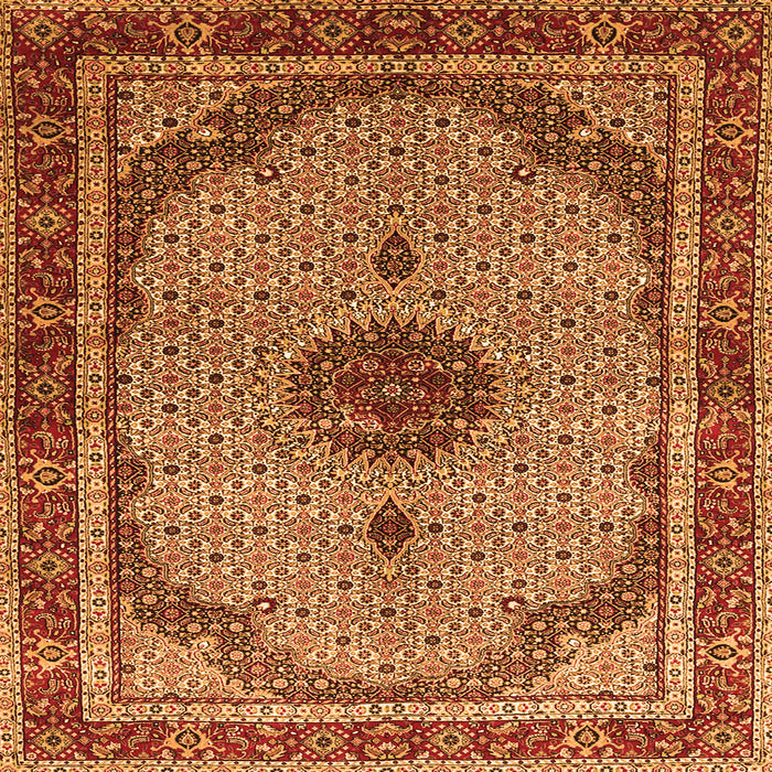 Round Machine Washable Persian Orange Traditional Area Rugs, wshtr3548org