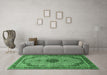 Machine Washable Persian Emerald Green Traditional Area Rugs in a Living Room,, wshtr3548emgrn