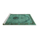 Sideview of Machine Washable Persian Turquoise Traditional Area Rugs, wshtr3548turq