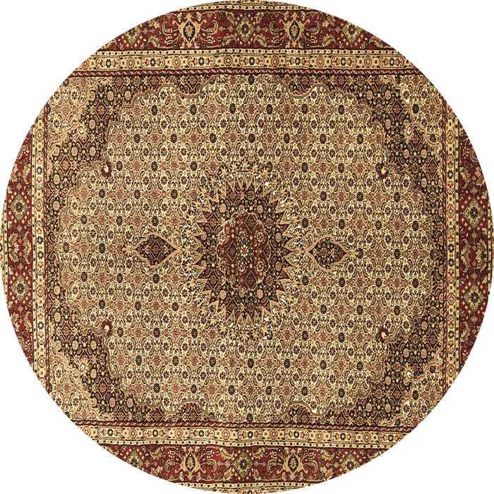 Round Persian Brown Traditional Rug, tr3548brn