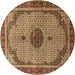 Round Machine Washable Persian Brown Traditional Rug, wshtr3548brn