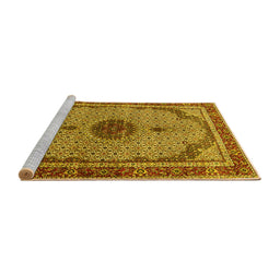 Sideview of Machine Washable Persian Yellow Traditional Rug, wshtr3548yw