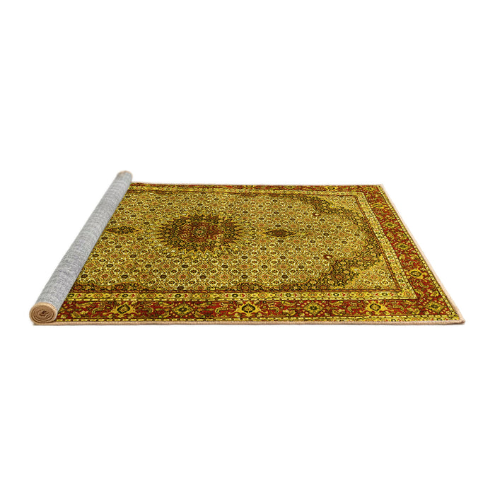 Sideview of Machine Washable Persian Yellow Traditional Rug, wshtr3548yw