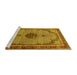 Sideview of Machine Washable Persian Yellow Traditional Rug, wshtr3548yw