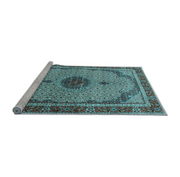Sideview of Machine Washable Persian Light Blue Traditional Rug, wshtr3548lblu