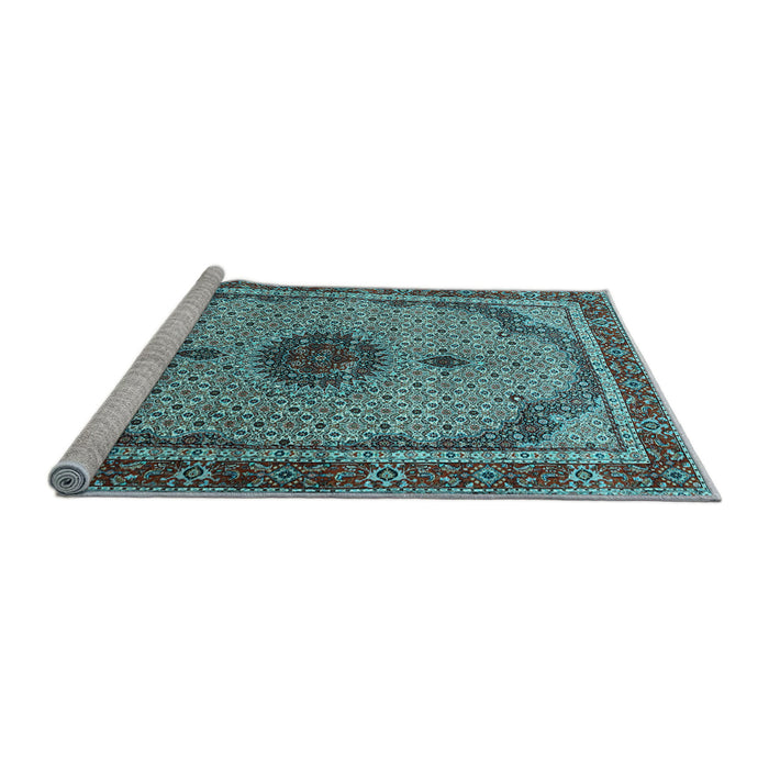 Sideview of Machine Washable Persian Light Blue Traditional Rug, wshtr3548lblu