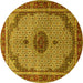 Round Machine Washable Persian Yellow Traditional Rug, wshtr3548yw