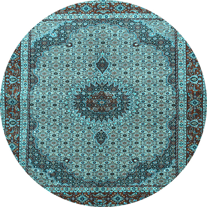 Round Machine Washable Persian Light Blue Traditional Rug, wshtr3548lblu