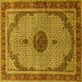 Square Machine Washable Persian Yellow Traditional Rug, wshtr3548yw