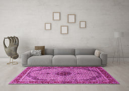 Machine Washable Persian Pink Traditional Rug in a Living Room, wshtr3548pnk