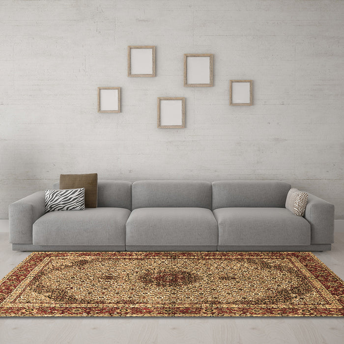 Machine Washable Persian Brown Traditional Rug in a Living Room,, wshtr3548brn