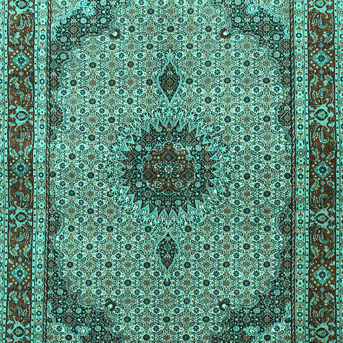 Round Machine Washable Persian Turquoise Traditional Area Rugs, wshtr3548turq
