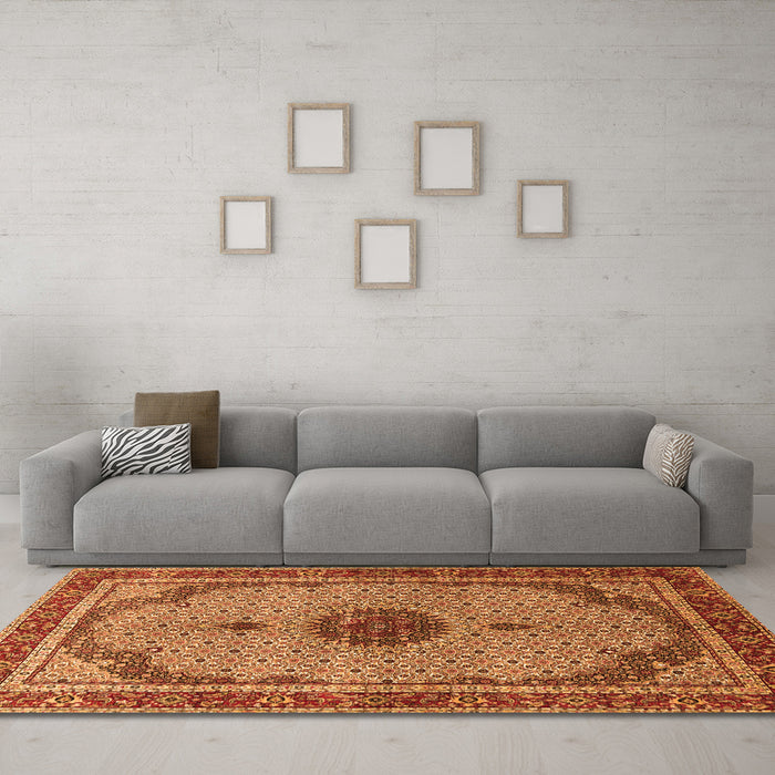 Machine Washable Persian Orange Traditional Area Rugs in a Living Room, wshtr3548org