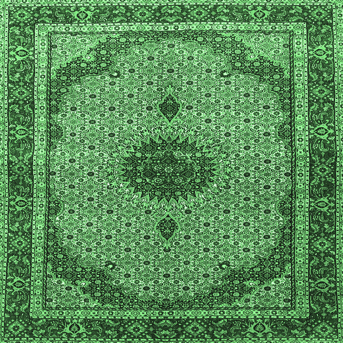 Square Machine Washable Persian Emerald Green Traditional Area Rugs, wshtr3548emgrn