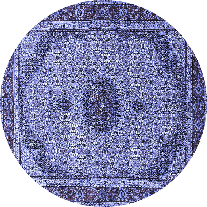Round Machine Washable Persian Blue Traditional Rug, wshtr3548blu