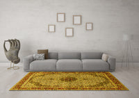 Machine Washable Persian Yellow Traditional Rug, wshtr3548yw