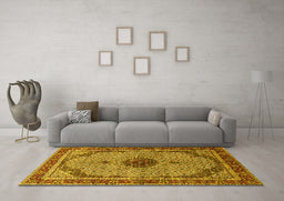 Machine Washable Persian Yellow Traditional Rug in a Living Room, wshtr3548yw