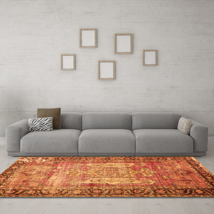 Machine Washable Persian Orange Traditional Area Rugs in a Living Room, wshtr3549org