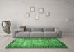 Machine Washable Persian Emerald Green Traditional Area Rugs in a Living Room,, wshtr3549emgrn