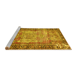 Sideview of Machine Washable Persian Yellow Traditional Rug, wshtr3549yw