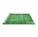 Sideview of Machine Washable Persian Emerald Green Traditional Area Rugs, wshtr3549emgrn