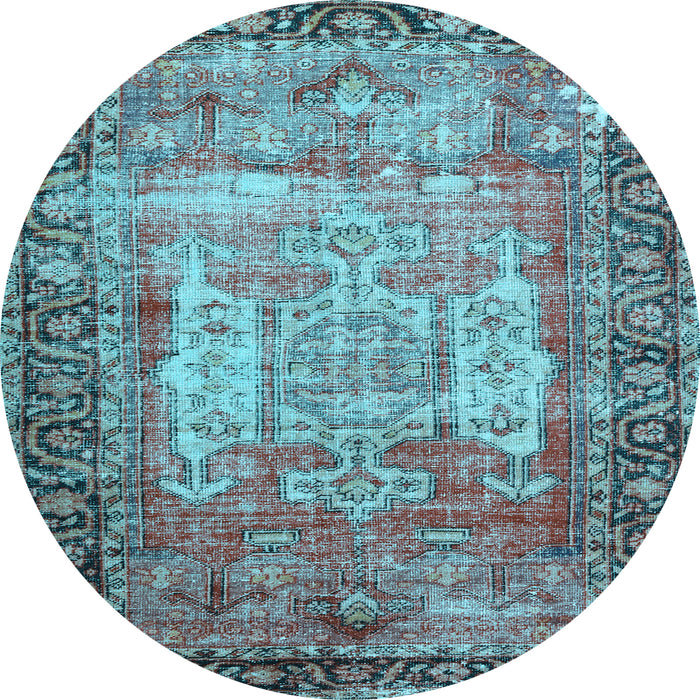 Round Persian Light Blue Traditional Rug, tr3549lblu