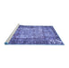 Sideview of Machine Washable Persian Blue Traditional Rug, wshtr3549blu