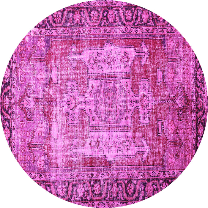 Round Persian Pink Traditional Rug, tr3549pnk