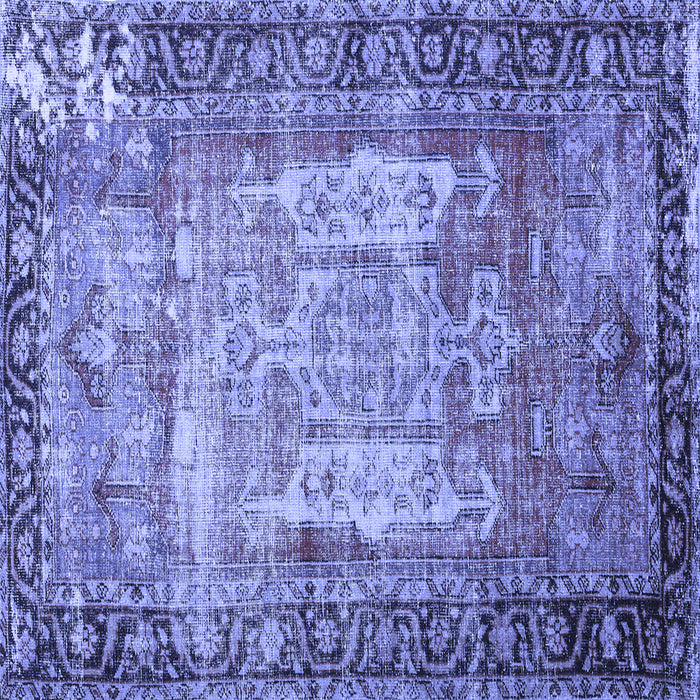 Square Persian Blue Traditional Rug, tr3549blu