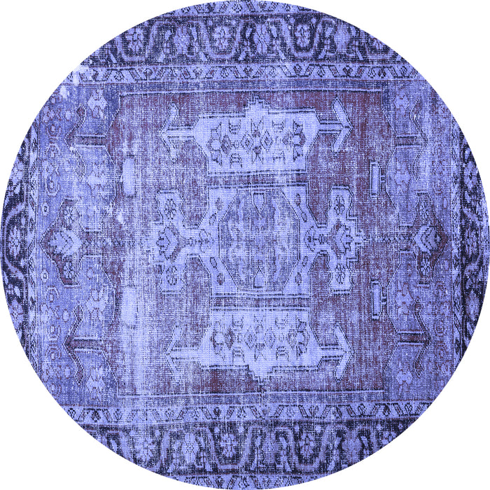 Round Machine Washable Persian Blue Traditional Rug, wshtr3549blu