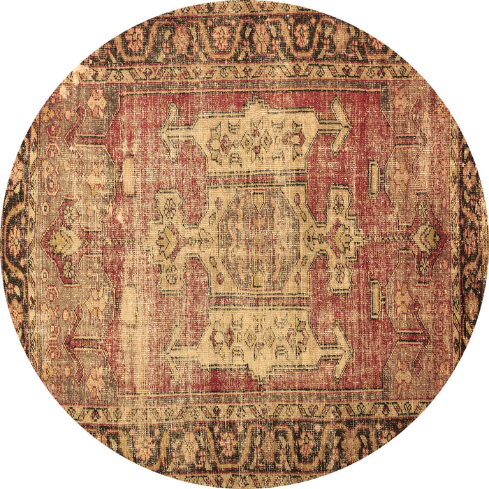 Round Persian Brown Traditional Rug, tr3549brn