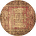Round Persian Brown Traditional Rug, tr3549brn