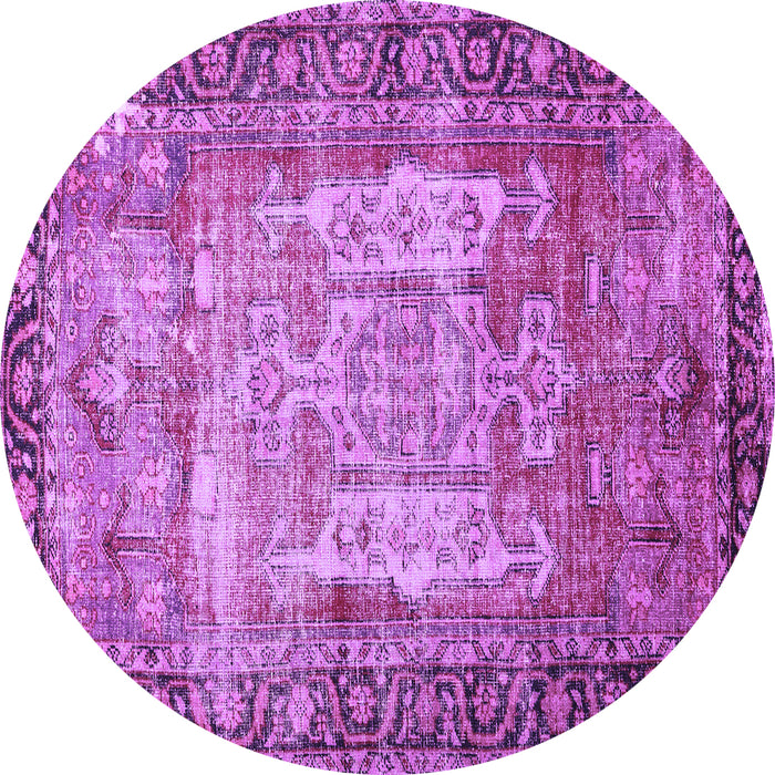 Round Persian Purple Traditional Rug, tr3549pur