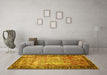 Machine Washable Persian Yellow Traditional Rug in a Living Room, wshtr3549yw