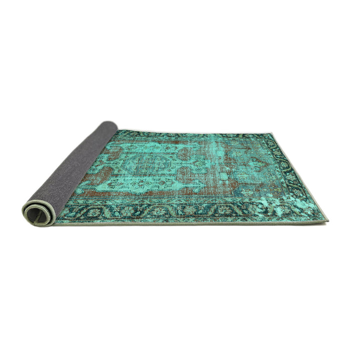 Sideview of Persian Turquoise Traditional Rug, tr3549turq