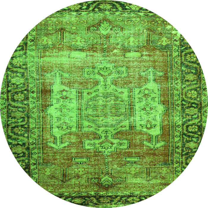 Square Persian Green Traditional Rug, tr3549grn