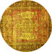 Round Persian Yellow Traditional Rug, tr3549yw