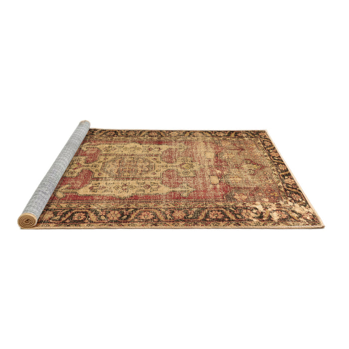 Sideview of Machine Washable Persian Brown Traditional Rug, wshtr3549brn