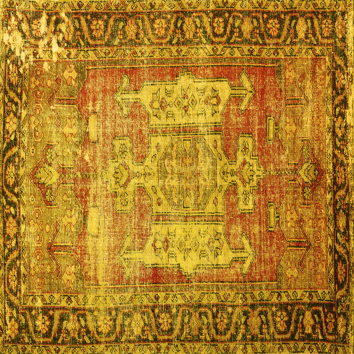 Square Persian Yellow Traditional Rug, tr3549yw