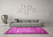 Machine Washable Persian Pink Traditional Rug in a Living Room, wshtr3549pnk