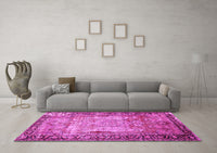 Machine Washable Persian Pink Traditional Rug, wshtr3549pnk