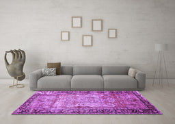Machine Washable Persian Purple Traditional Area Rugs in a Living Room, wshtr3549pur