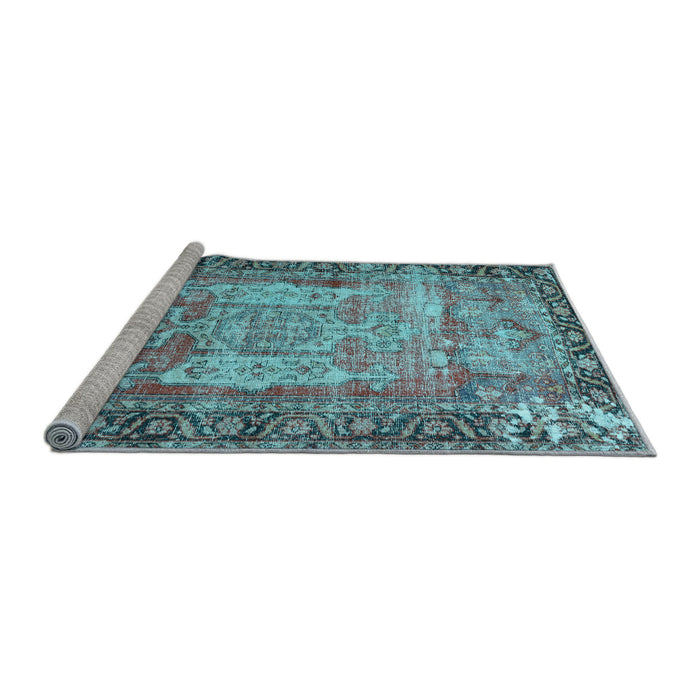 Sideview of Machine Washable Persian Light Blue Traditional Rug, wshtr3549lblu
