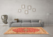 Machine Washable Medallion Orange Traditional Area Rugs in a Living Room, wshtr354org